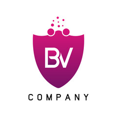 BV Dots Letter Logo. BV Letter Logo Design Vector with  Bubbles Purple Magenta Colors Dots.