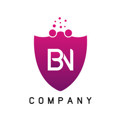 BN Dots Letter Logo. BN Letter Logo Design  with  Bubbles Purple Magenta Colors Dots.