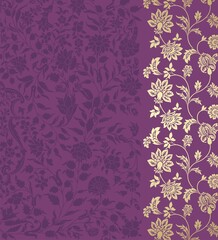 wedding card design, traditional paisley floral pattern , royal India	