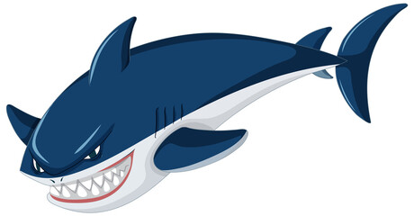 Obraz premium Aggressive great white shark cartoon