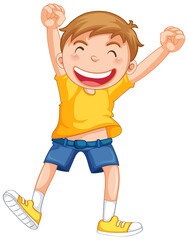 Happy boy jumping cartoon character
