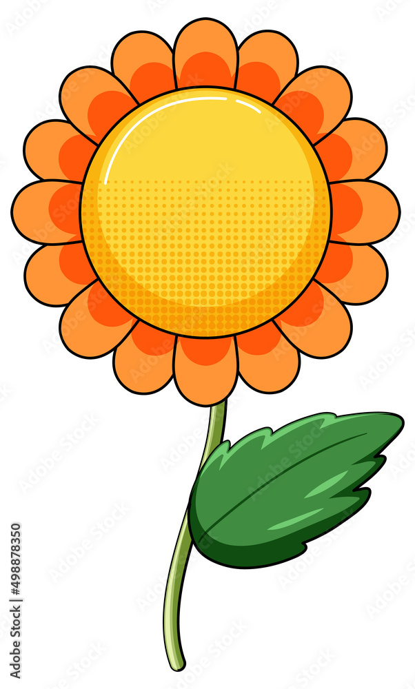 Poster sunflower with green leaves