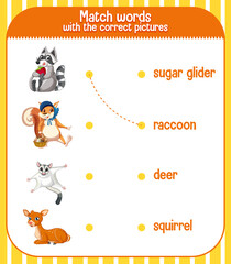 Worksheet design for matching words