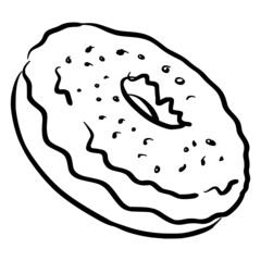 donut sketch in vintage black line illustration style for restaurant cafe menu