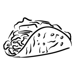 tacos sketch in vintage black line illustration style for restaurant cafe menu