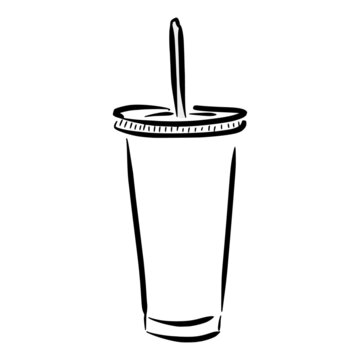 drick cup sketch in vintage black line illustration style for restaurant cafe menu
