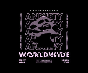 Pixel style Anxiety  Graphic Design for T shirt Street Wear and Urban Style