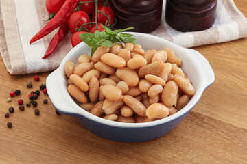 Whinte canned kidney beans in the bowl