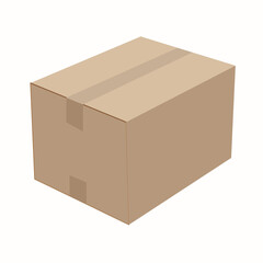 Isometric cardboard box isolated on white. ep 10.