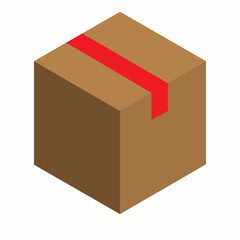 Isometric cardboard box isolated on white. ep 10.
