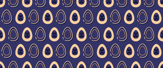 Eggs seamless pattern. Easter stylized eggs purple background