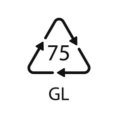 Low Lead Glass. Glass recycling code 75 GL. Vector illustration