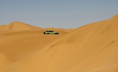 Fototapeta na wymiar Riding outdoors. Car in the deserts of Africa, Namibia