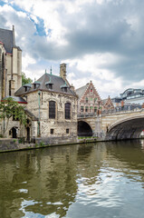 Riverside in the city of Ghent, Belgium