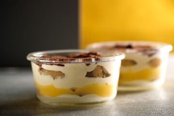 Tiramisu. Dessert with cream for breakfast. High quality photo