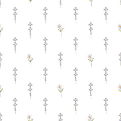 Seamless pattern with wildflowers. Summer day