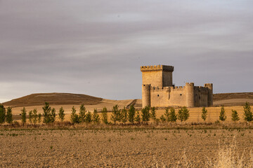 Villalonso medieval castle in the route of the castles in a sunny day, Castilla y León, Spain