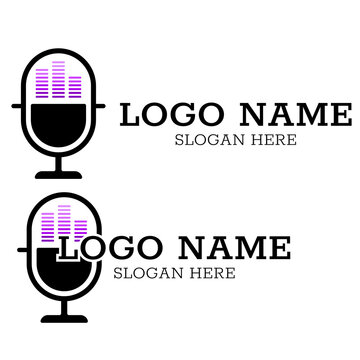 music podcasts. This logo depicts podcast microphone music. This logo can be used for podcasts or music products
