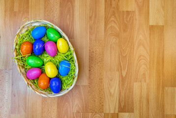 Fototapeta na wymiar Basket of easter eggs