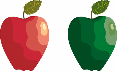 red and green apple on a white background