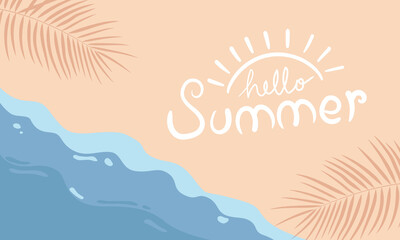 vector hand lettering summer summer on top view sea surf background © katakari