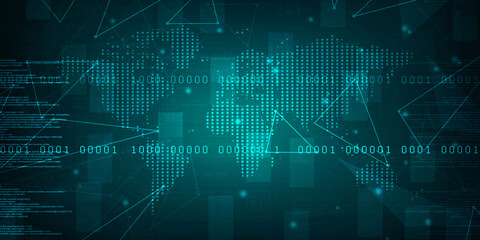 2d illustration abstract digital binary data on computer screen