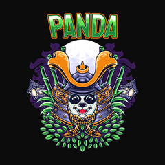 Japanese Panda Samurai Character Vector Illustration