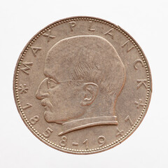 Germany - circa 1961: a 2 DM coin of Germany showing the portrait of the scientist and founder of...