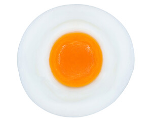 undercooked fried egg isolated on white background