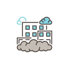 Obraz premium Smog or Smoke Fog in City vector Air Pollution modern icon