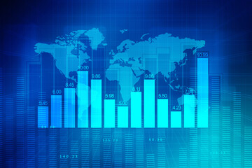 2d rendering Stock market online business concept. business Graph 