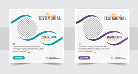 Creative customer feedback review or testimonial social media post template