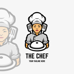 The chef cartoon mascot logo template