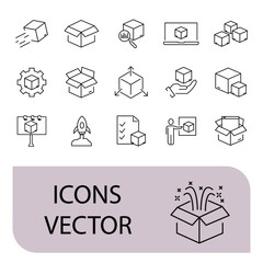 Abstract Product icons set . Abstract Product pack symbol vector elements for infographic web