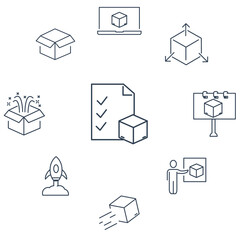 Abstract Product icons set . Abstract Product pack symbol vector elements for infographic web
