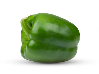 Single green bell pepper on white.