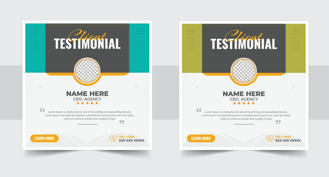 Customer feedback review or testimonial social media post template design