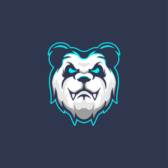 Panda head mascot modern logo gaming