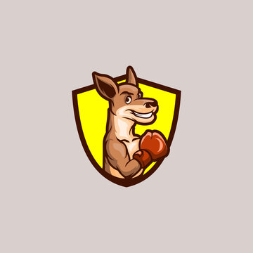 Kangaroo boxing mascot logo template
