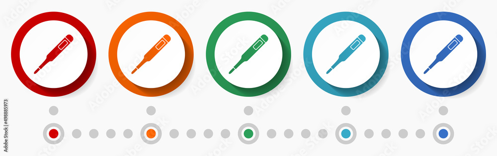 Fototapete thermometer, temperature concept vector icon set, infographic template, flat design colorful web but
