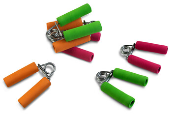  Hand Grip Strengthener  on a white background,with clipping path, hand exercise should be done regularly to reduce the incidence of muscle weakness