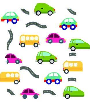 Colorful Fun Car Seamless Pattern Canvas Print