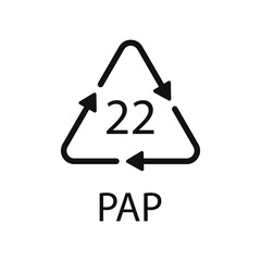 Paper recycling symbol PAP 22. Vector illustration.