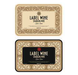 Wine Label Vintage frame border retro label hand drawn antique engraving vector illustration typography poster 