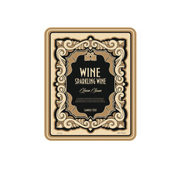 Wine Label Vintage frame border retro label hand drawn antique engraving vector illustration typography poster 