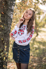 The girl, the Ukrainian in an embroidered shirt, the girl in an embroidered shirt