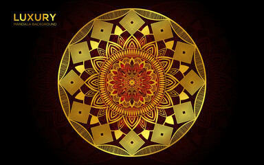 Luxury  mandala design  vector background in gold color