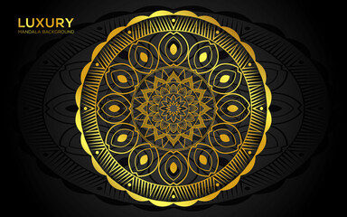 Luxury  mandala design  vector background in gold color