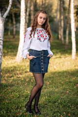The girl, the Ukrainian in an embroidered shirt, the girl in an embroidered shirt