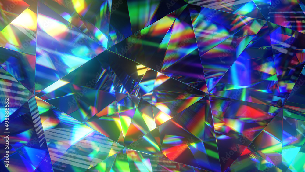 Wall mural diamond facets abstract diffraction background 3d render